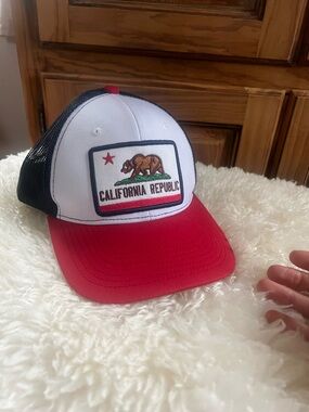White, Black & Red California Republic Trucker Hat